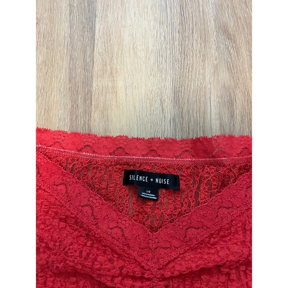 Red Lace Off Shoulder Flare Sleeve Top Y2K Whimsigoth Large orange Fairycore - Picture 3 of 7